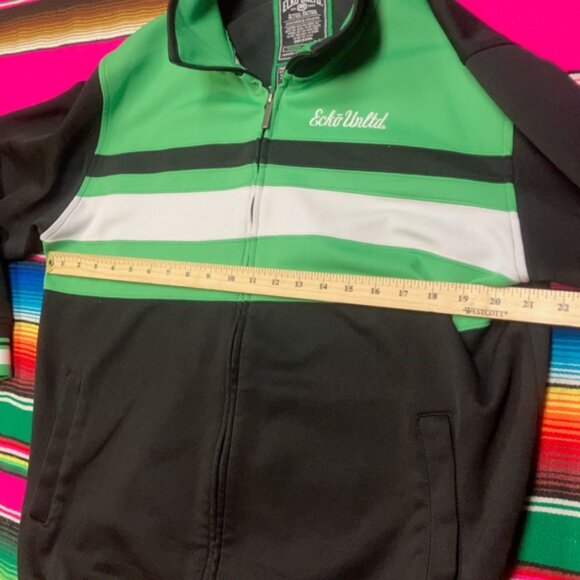 Vintage Y2K Ecko Unltd Track Jacket Men's M Black Green White Full Zip Hip Hop - Picture 5 of 6